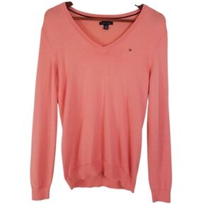 WOMEN'S TOMMY HILFIGER CORAL V-NECK LONG SLEEVE SWEATER SIZE SMALL